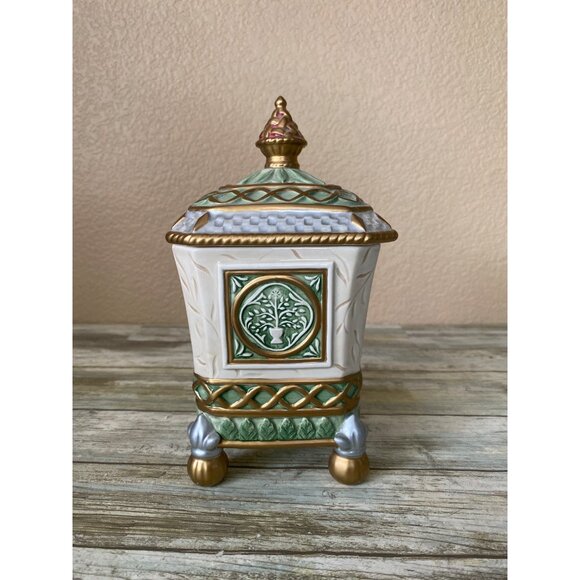 Fitz & Floyd Gregorian Classics Potpourri Jar w/ Lid Gold Trim Early 2000s Decor - Picture 1 of 13
